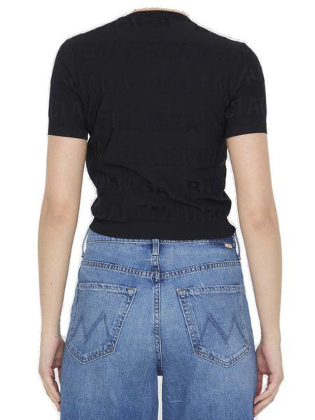 BALENCIAGA Women's Stretch Viscose Blend Crewneck T-Shirt