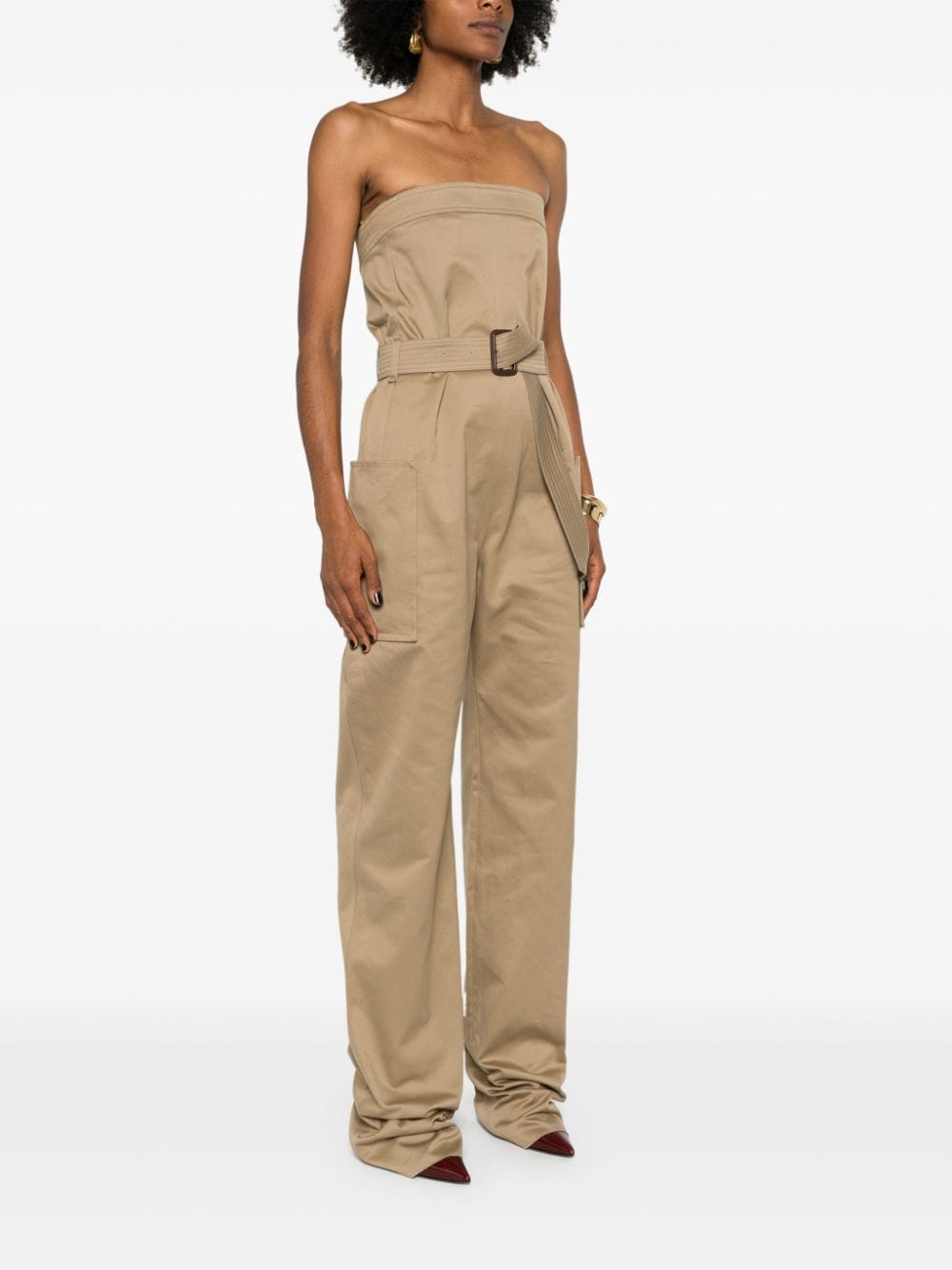 SAINT LAURENT Strapless Cotton Gabardine Jumpsuit for Women