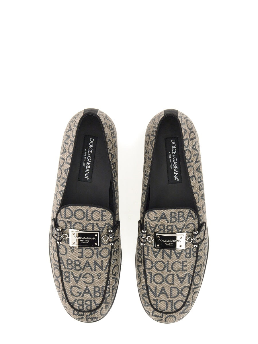 DOLCE & GABBANA Jacquard Slip-On Loafers for Men - 1 cm Heel