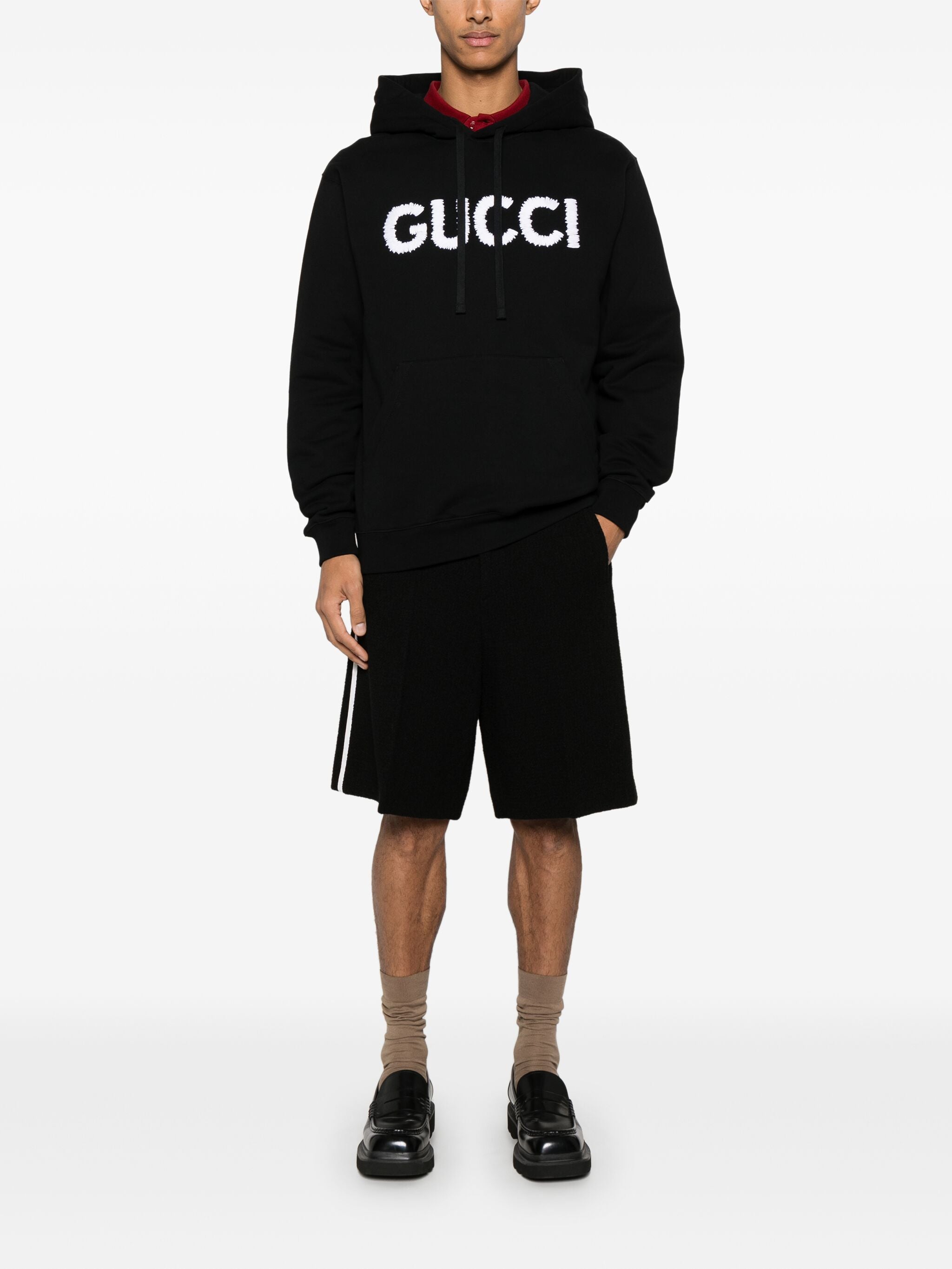 GUCCI Cotton Hoodie with Contrasting Logo