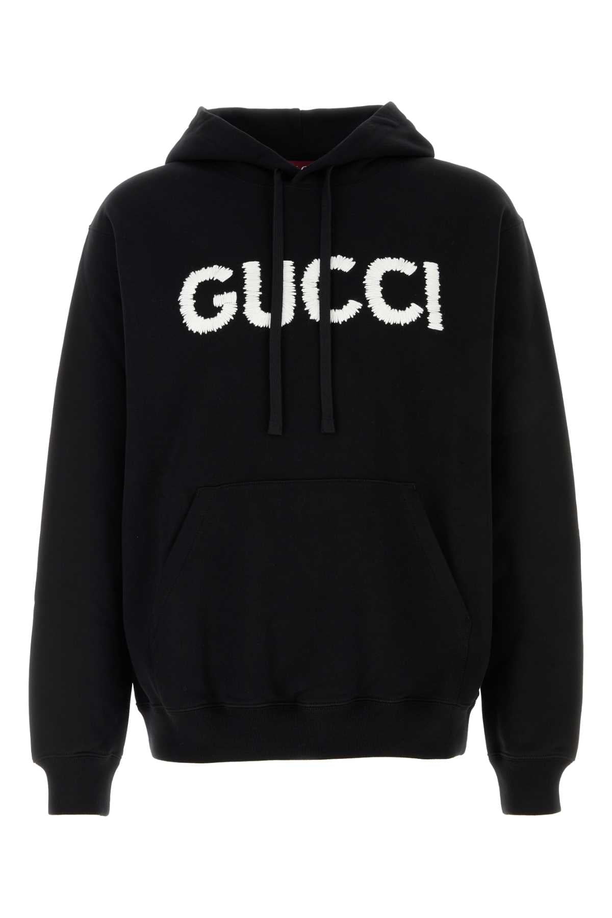 GUCCI Cotton Hoodie with Contrasting Logo