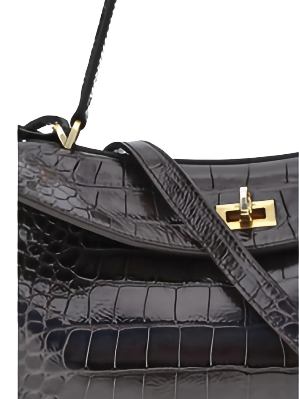 BALENCIAGA Medium Crocodile-Effect Shoulder Handbag