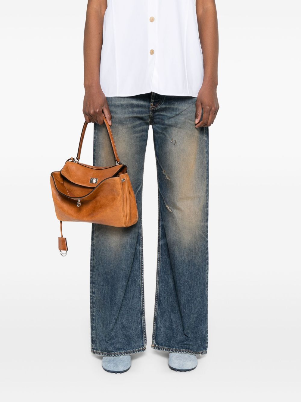 BALENCIAGA Suede Handbag with Twist-Lock Fastening