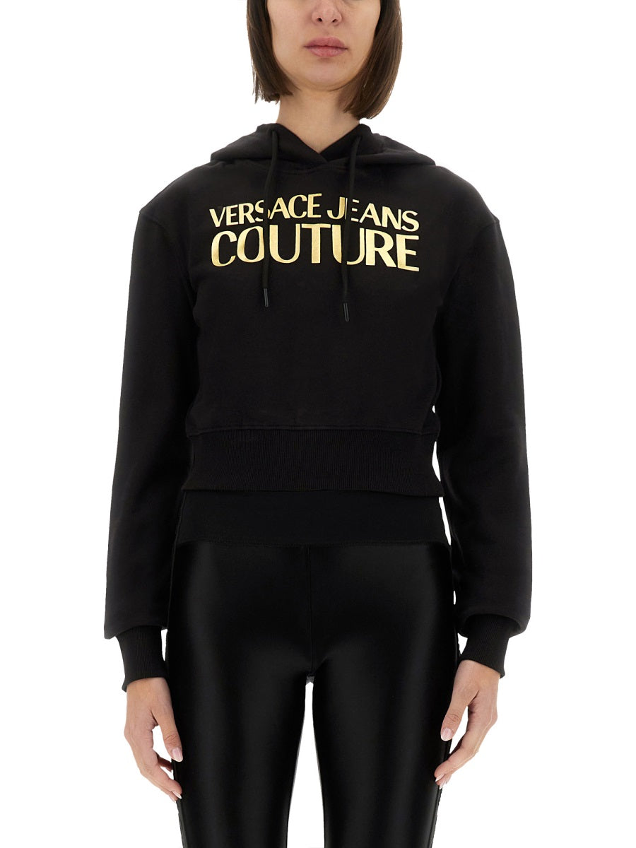VERSACE JEANS COUTURE Cropped Logo Sweatshirt (Size S)