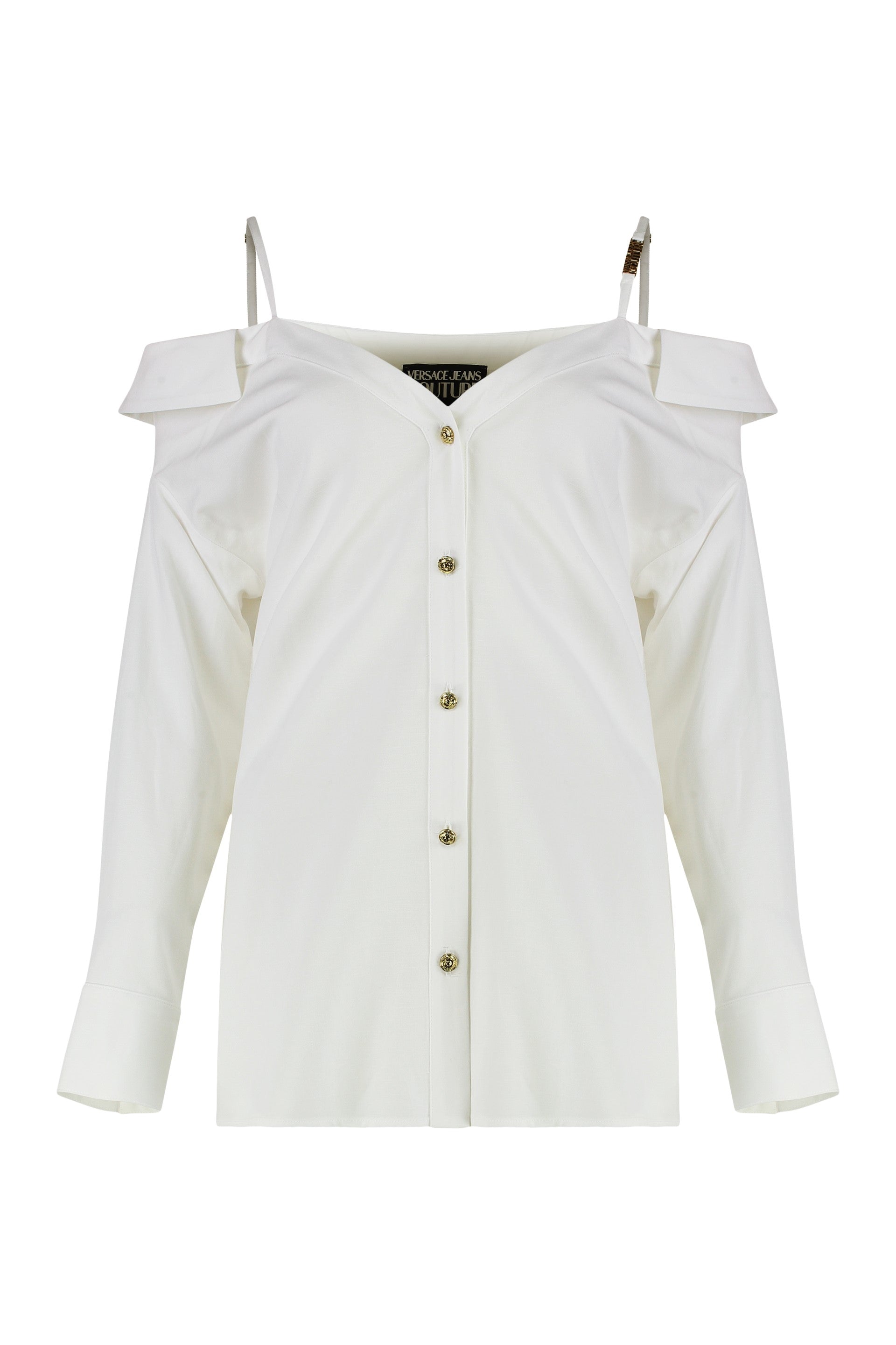 VERSACE JEANS COUTURE Off-Shoulder Embellished Shirt for Women