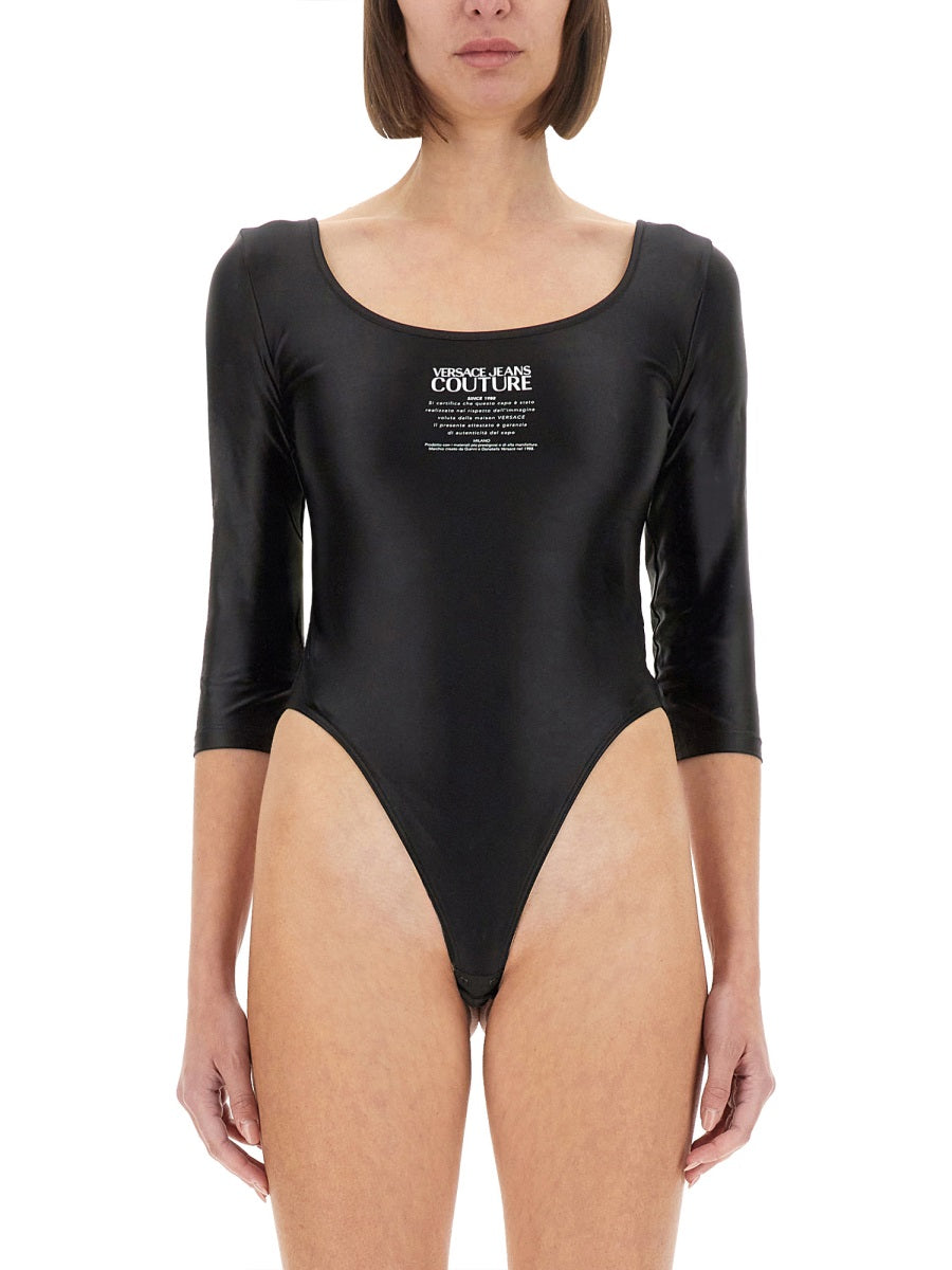 VERSACE JEANS COUTURE Slim Fit Body Warranty Logo Top (Size 38 IT)