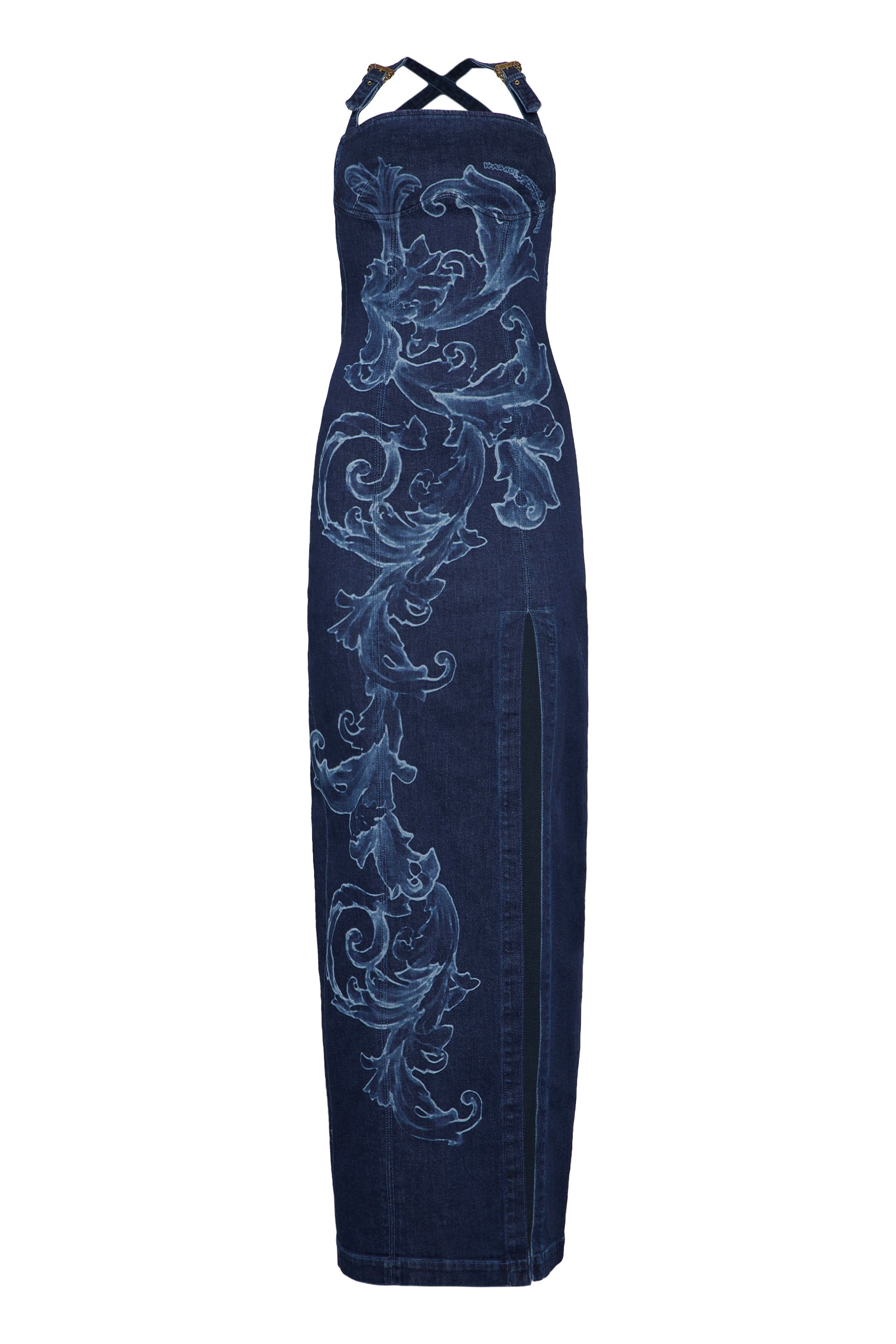 VERSACE JEANS COUTURE Women's Denim Midi Dress with Side Slit