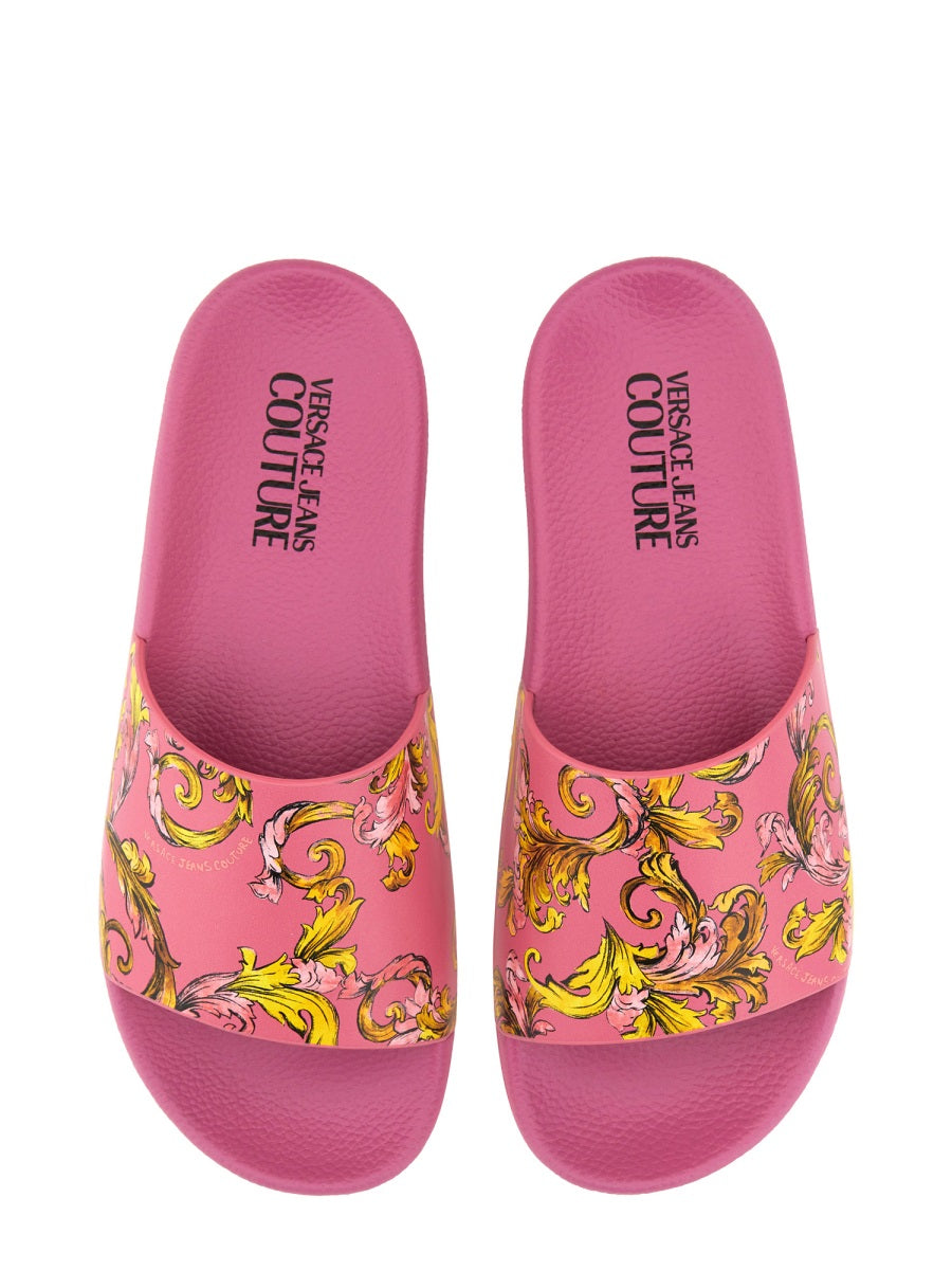 VERSACE JEANS COUTURE Slide Sandal with Logo for Women - SS25 Collection