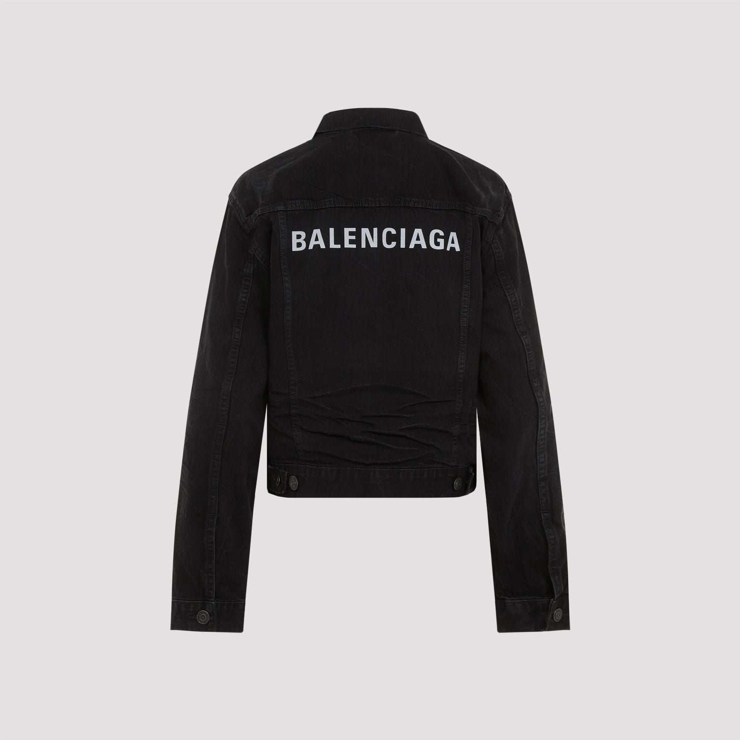 BALENCIAGA Mini Crinkled Denim Jacket