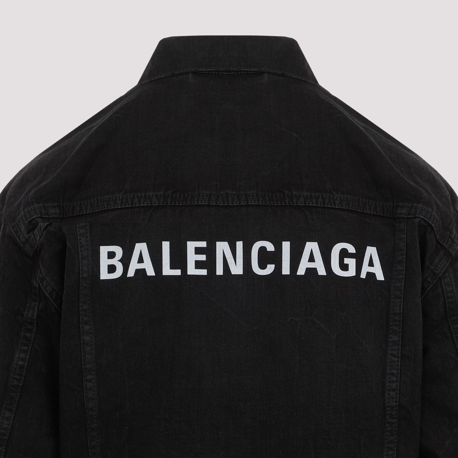 BALENCIAGA Mini Crinkled Denim Jacket