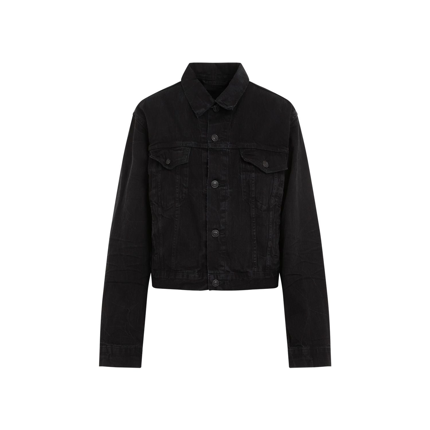 BALENCIAGA Mini Crinkled Denim Jacket