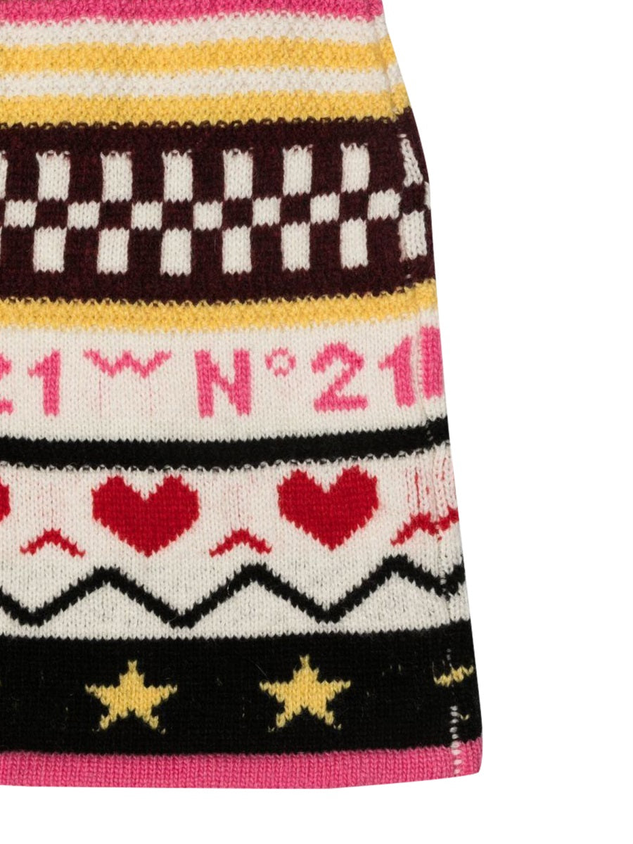 N°21 Allover Jacquard Knit Mini Skirt for Girls