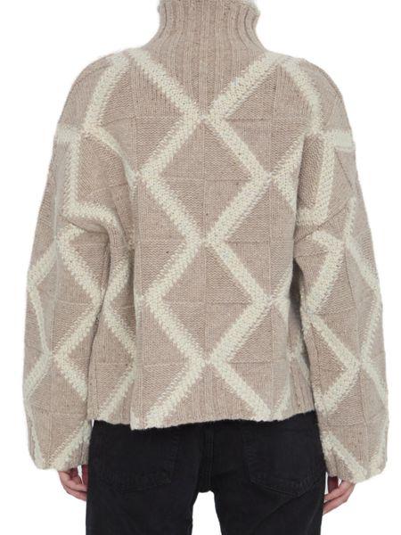 BOTTEGA VENETA Argyle Intarsia Turtleneck Sweater - Regular Fit