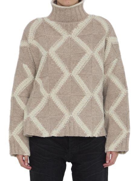 BOTTEGA VENETA Argyle Intarsia Turtleneck Sweater - Regular Fit