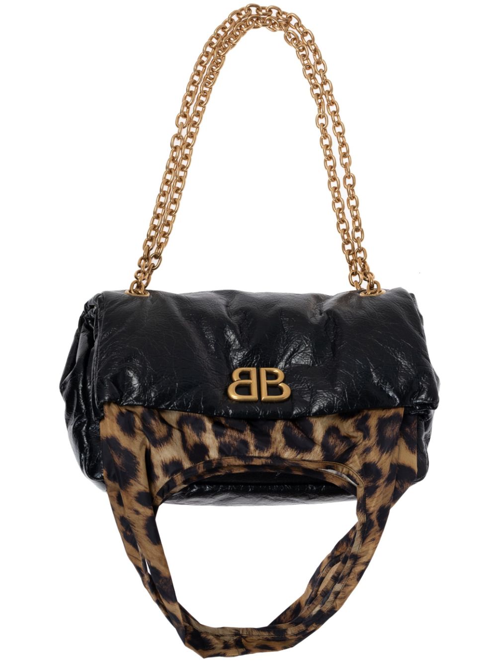 BALENCIAGA Large Textured Cheetah Print Tote Handbag