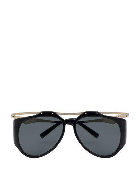 SAINT LAURENT Aviator Sunglasses with Gold Top Bar and YSL Logo