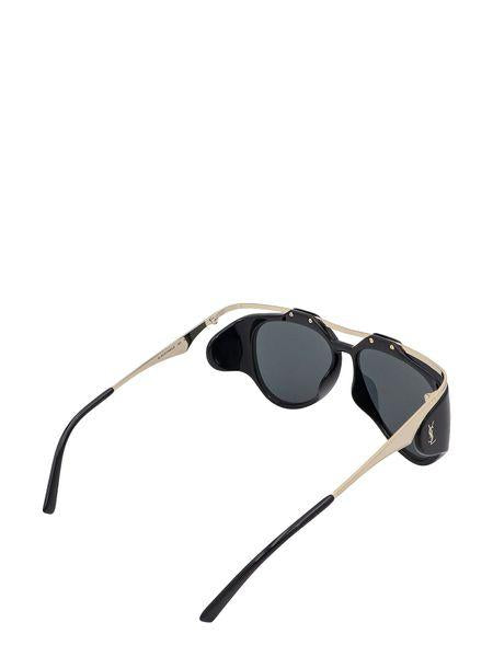 SAINT LAURENT Aviator Sunglasses with Gold Top Bar and YSL Logo