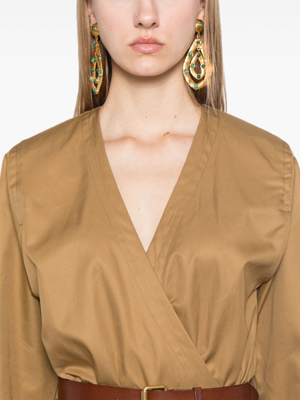 SAINT LAURENT Elegant Cotton Twill Midi Dress