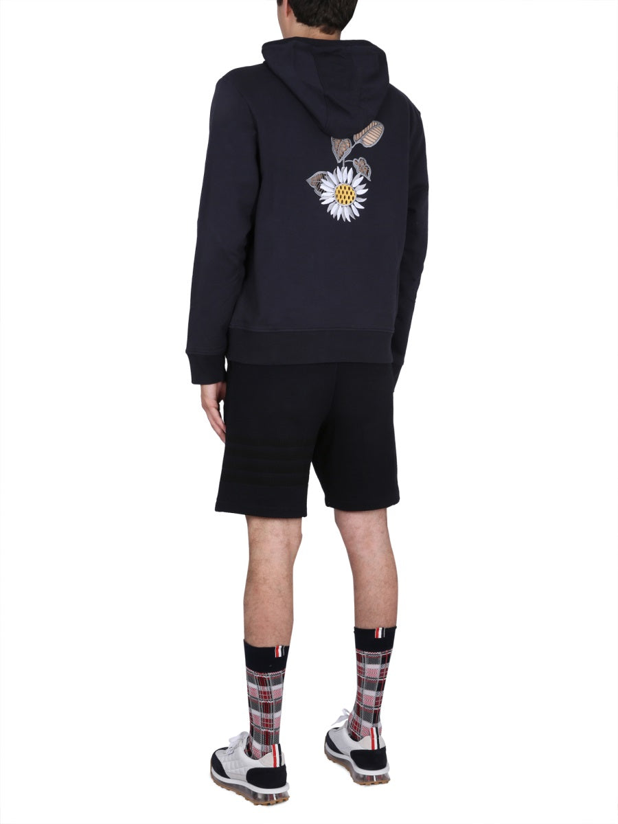 THOM BROWNE Embroidered Hooded Sweatshirt for Men
