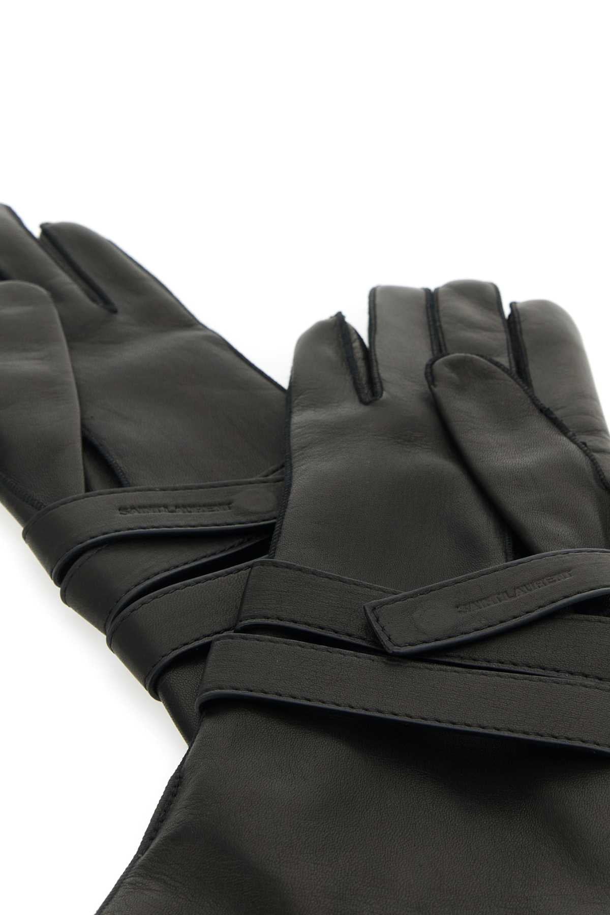 SAINT LAURENT Elegant Leather Aviator Gloves for Women