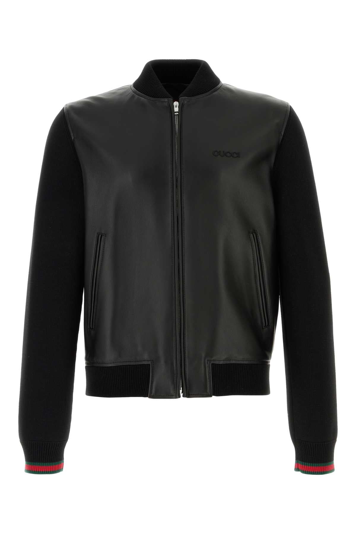 GUCCI Nappa Leather and Knit Bomber Jacket - Size 50