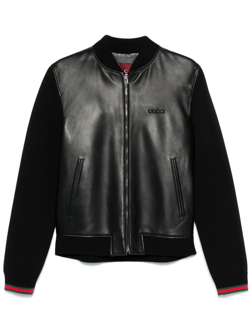 GUCCI Nappa Leather and Knit Bomber Jacket - Size 50