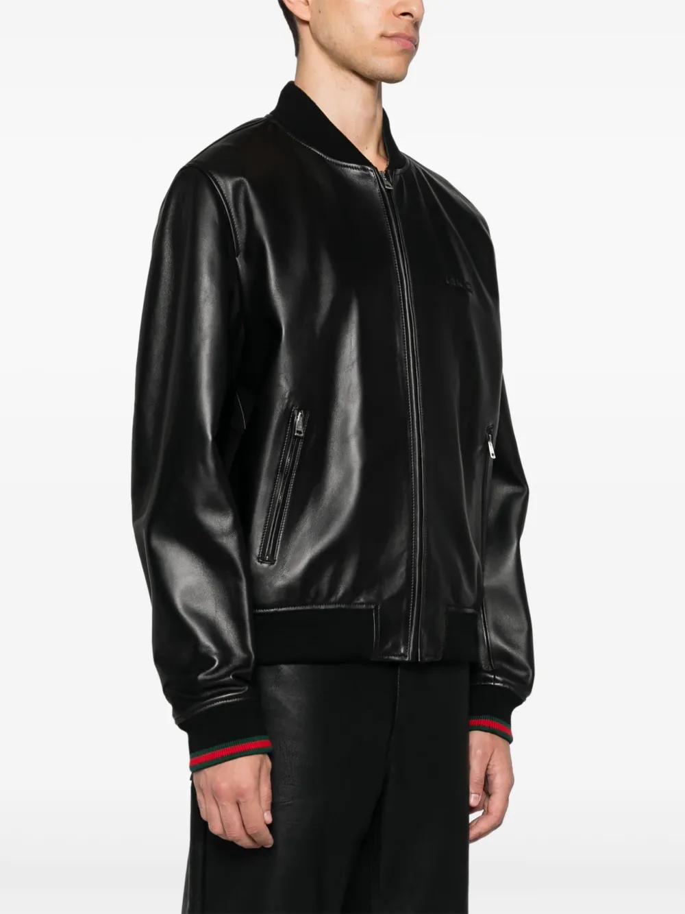 GUCCI Men's Leather Bomber Jacket - Size 48 IT