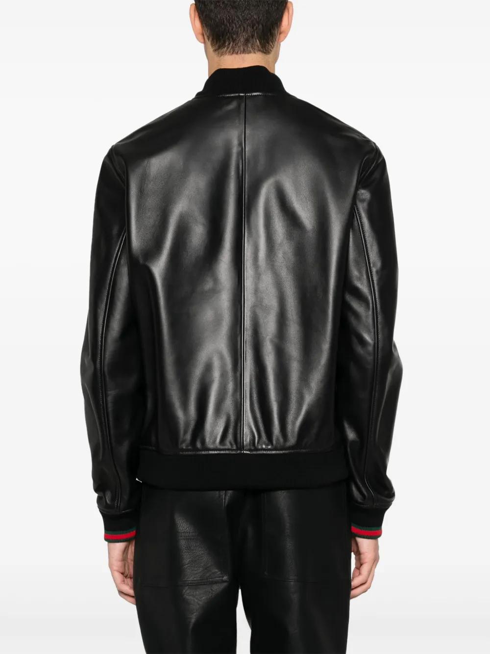 GUCCI Men's Leather Bomber Jacket - Size 48 IT
