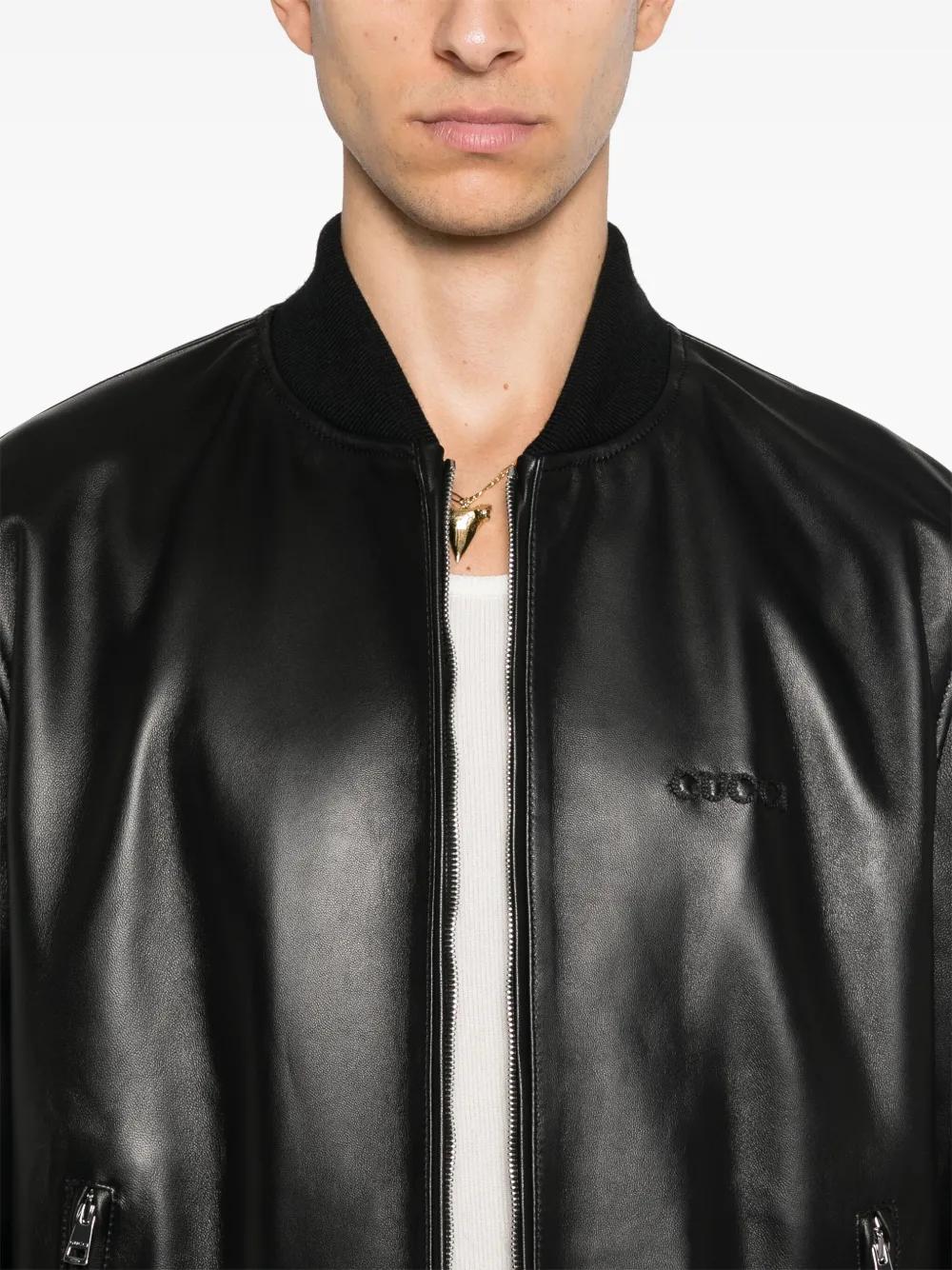 GUCCI Men's Leather Bomber Jacket - Size 48 IT