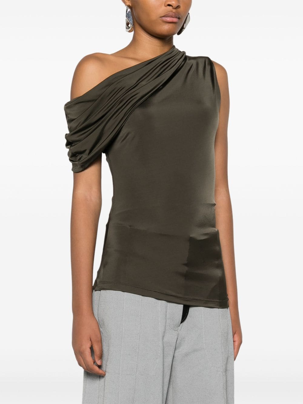 ALEXANDER MCQUEEN One-Shoulder Ruched Mini Top