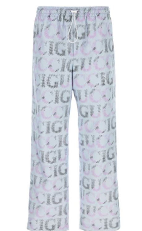GUCCI Premium All-Over Logo Print Trousers - Straight Leg