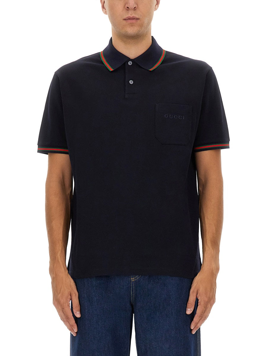 GUCCI Embroidered Polo Shirt - Size L