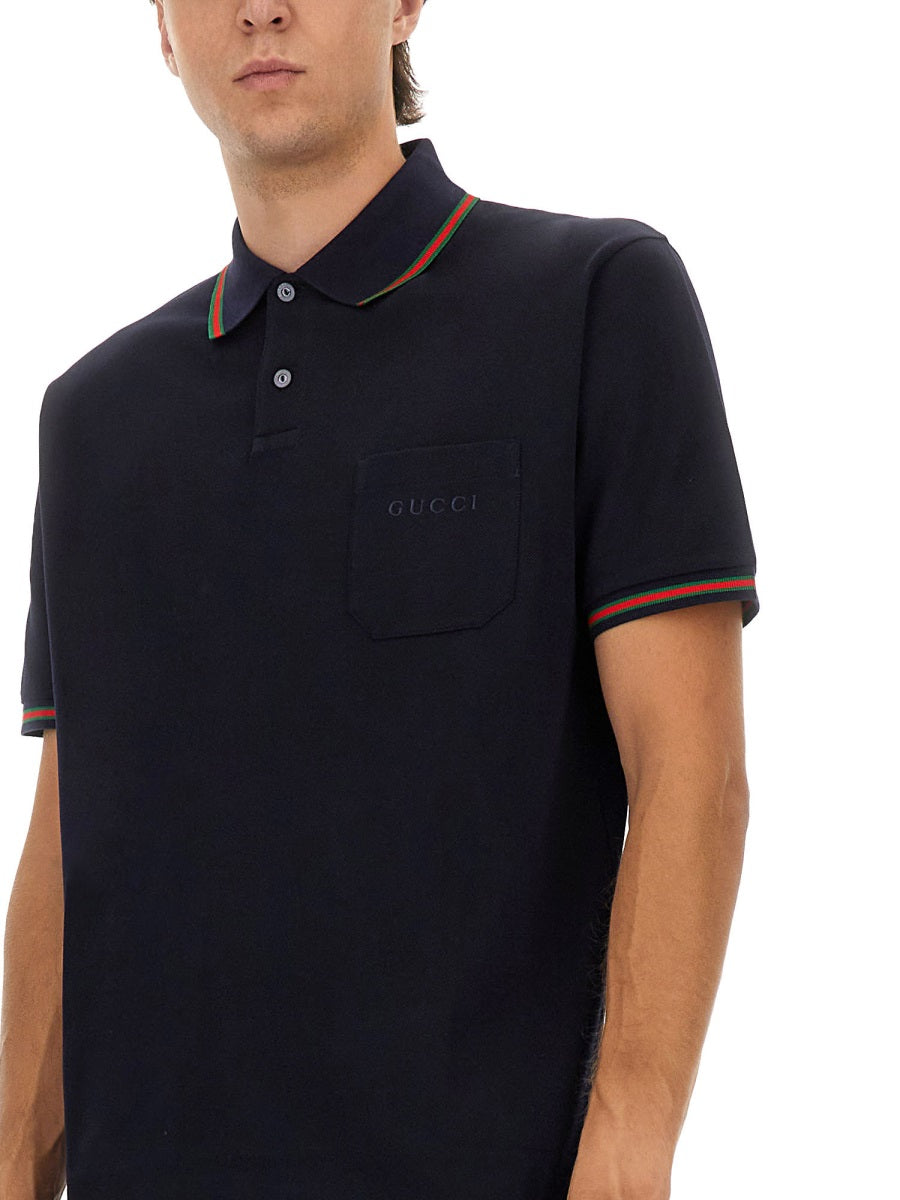 GUCCI Embroidered Polo Shirt - Size L