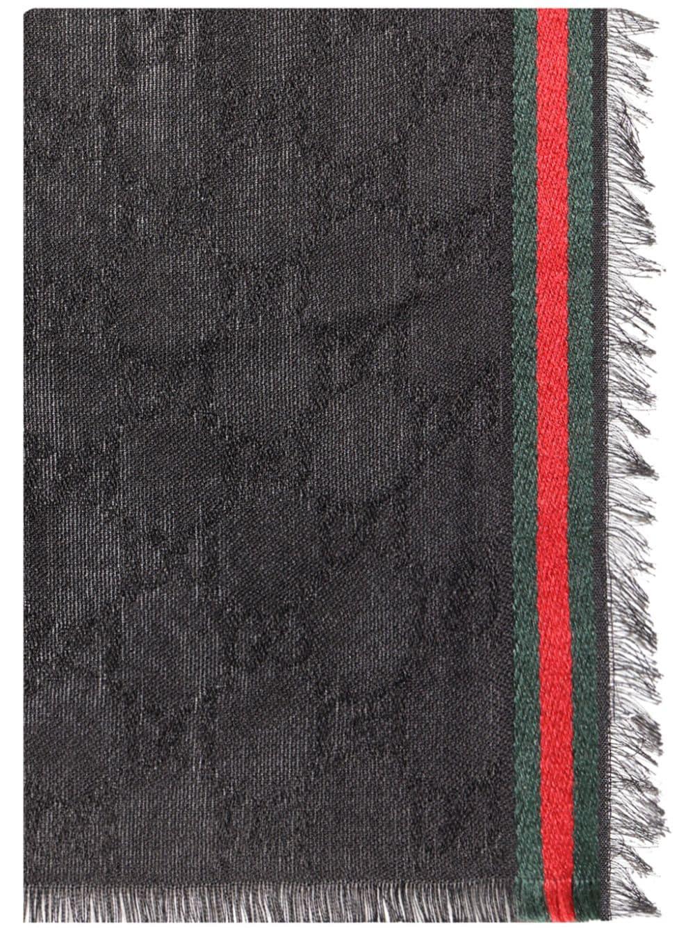 GUCCI Cotton-Silk Blend Scarf with Fringed Edges, 70x180 cm