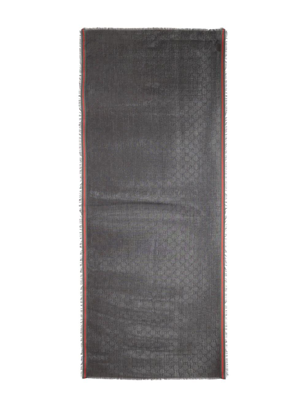 GUCCI Cotton-Silk Blend Scarf with Fringed Edges, 70x180 cm