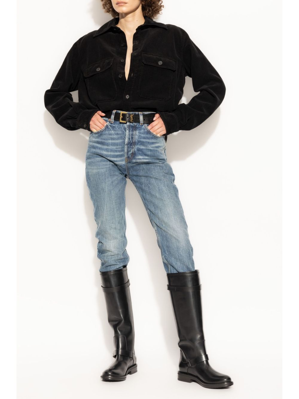 SAINT LAURENT Classic Front Button Faded Shirt for Men