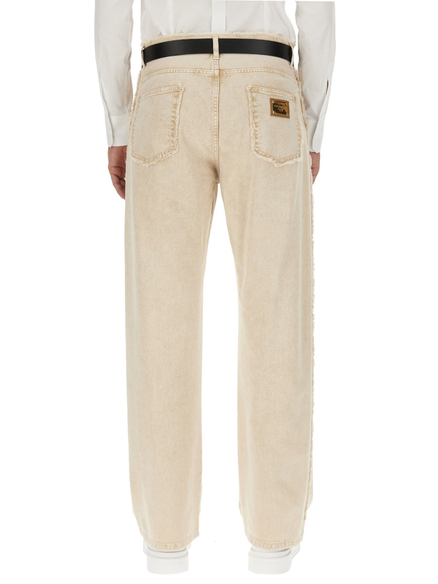 DOLCE & GABBANA Men's Premium Denim Pants with Button Closure