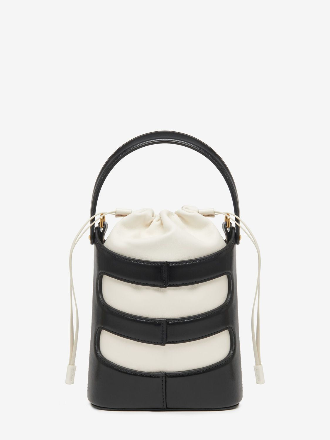 ALEXANDER MCQUEEN Mini Two-Tone Leather Bucket Handbag