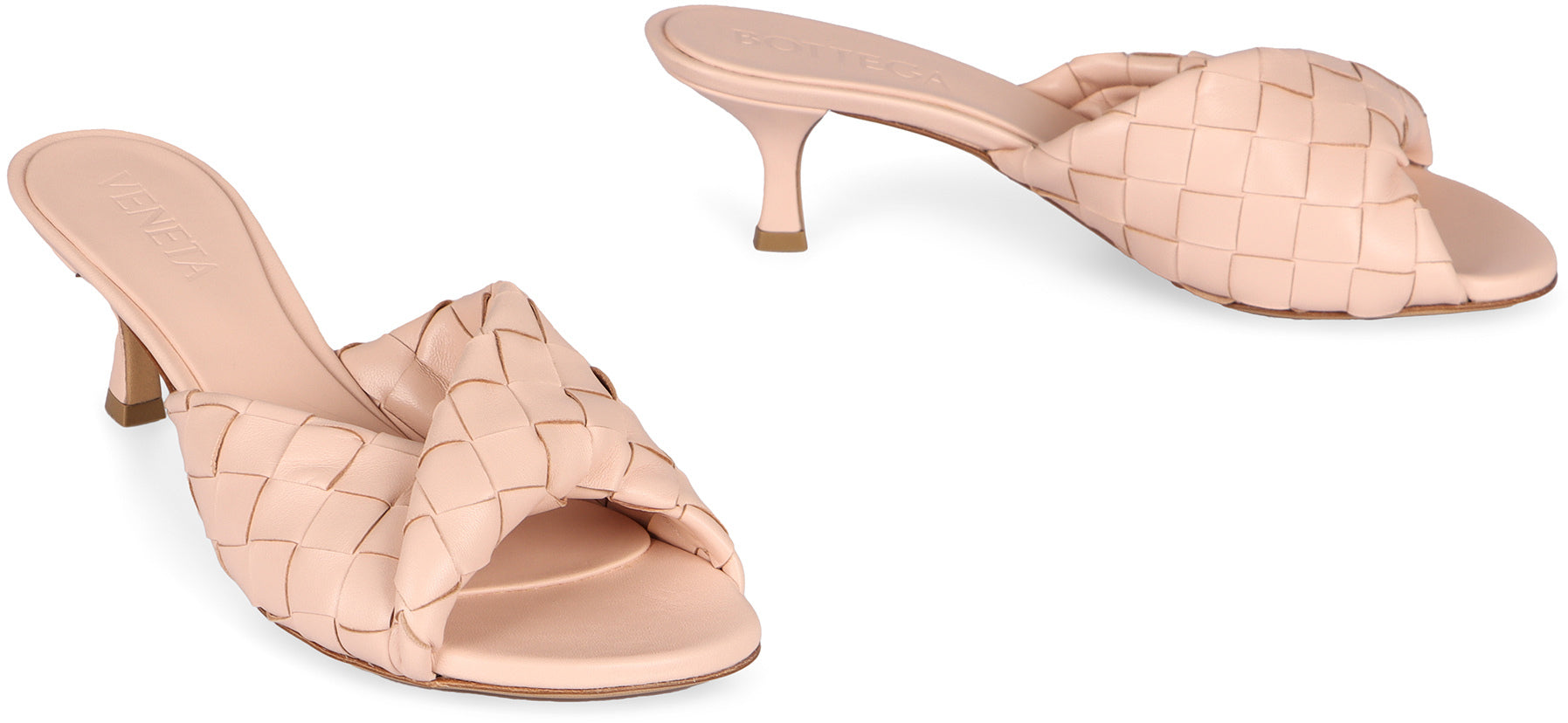 BOTTEGA VENETA Woven Pattern Flat Sandals with Round Toe