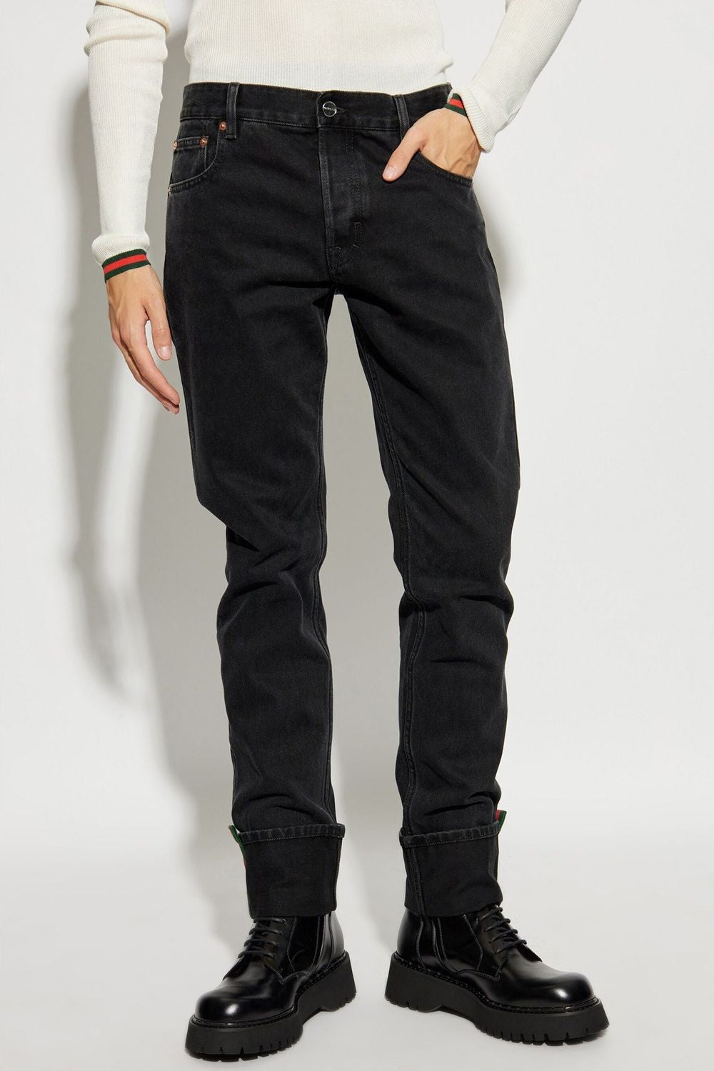 GUCCI Regular Fit Pants with Web Details - Size 31
