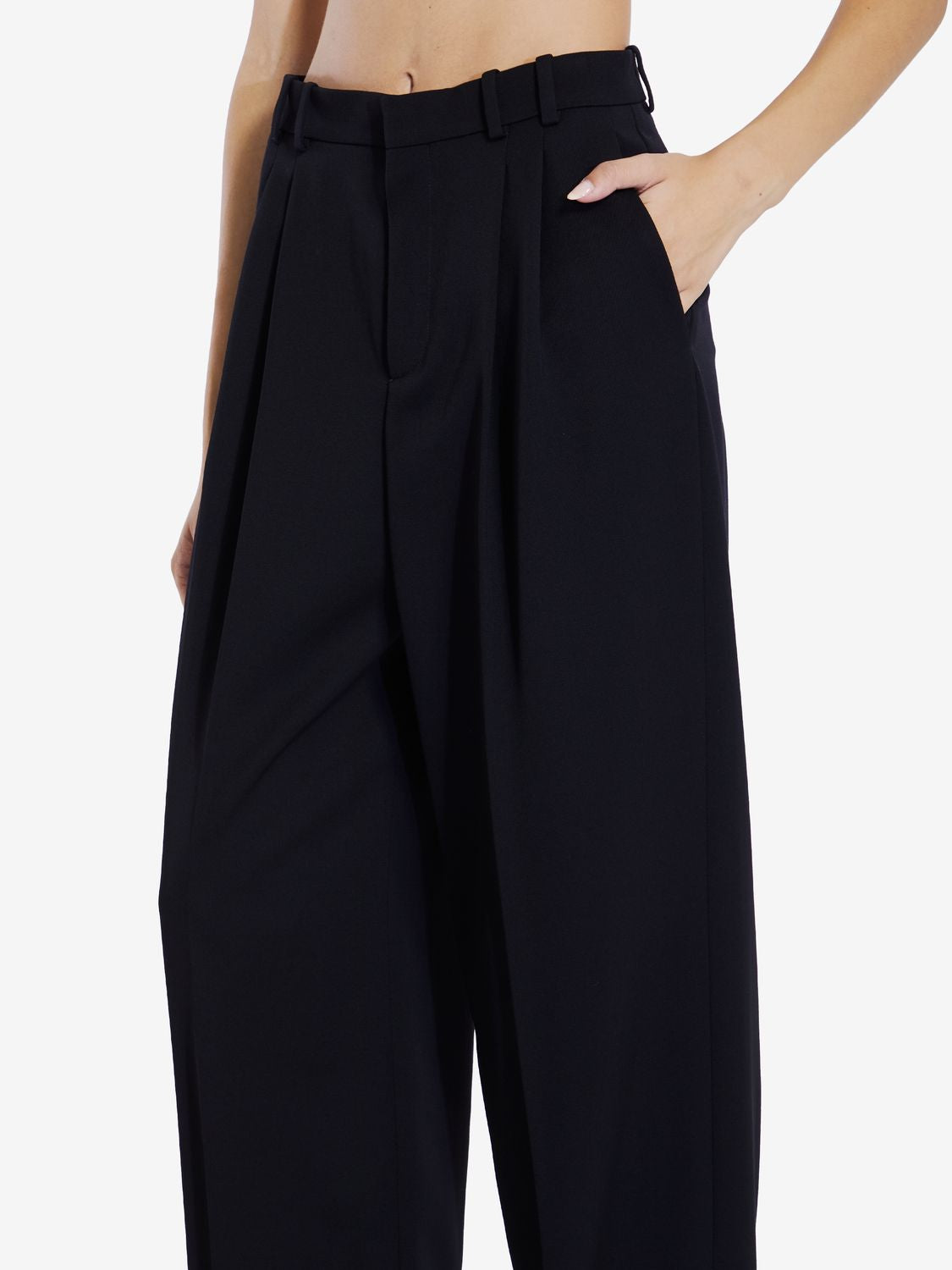 SAINT LAURENT Wide-Leg Wool Pants for Women
