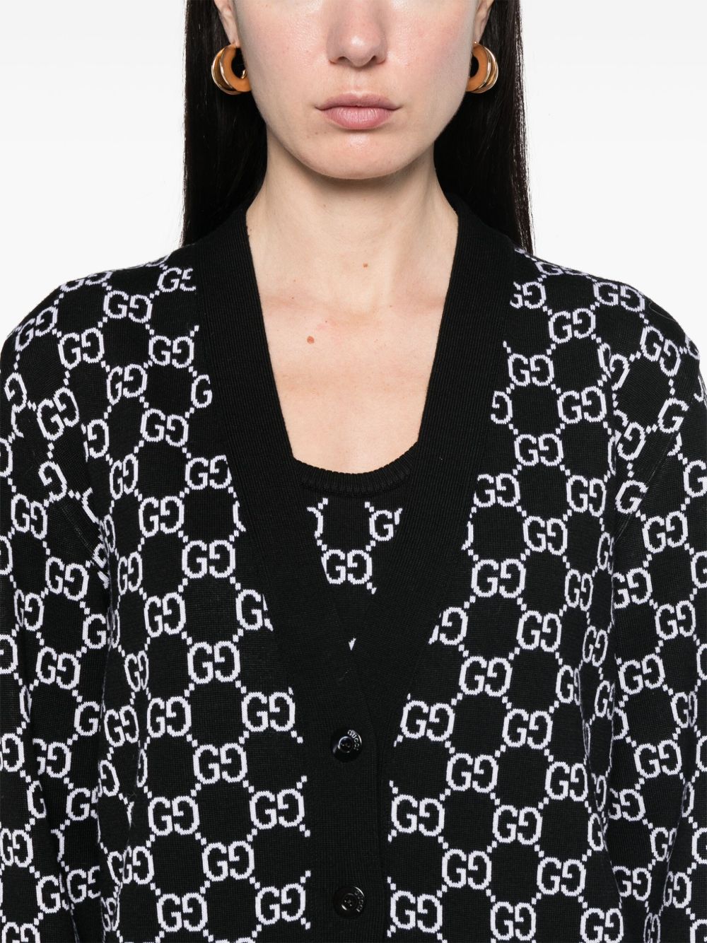 GUCCI Wool Cardigan with Plunging V-Neck and Button Front - SS25 Collection