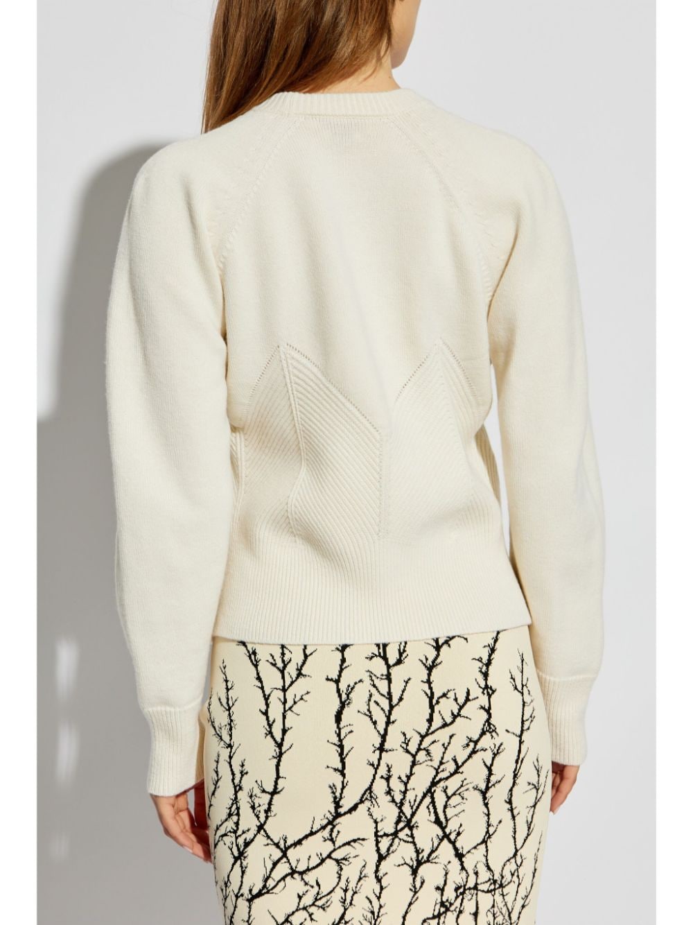 ALEXANDER MCQUEEN Geometric-Pattern Sweater with Asymmetric Hem and Oversized Arms