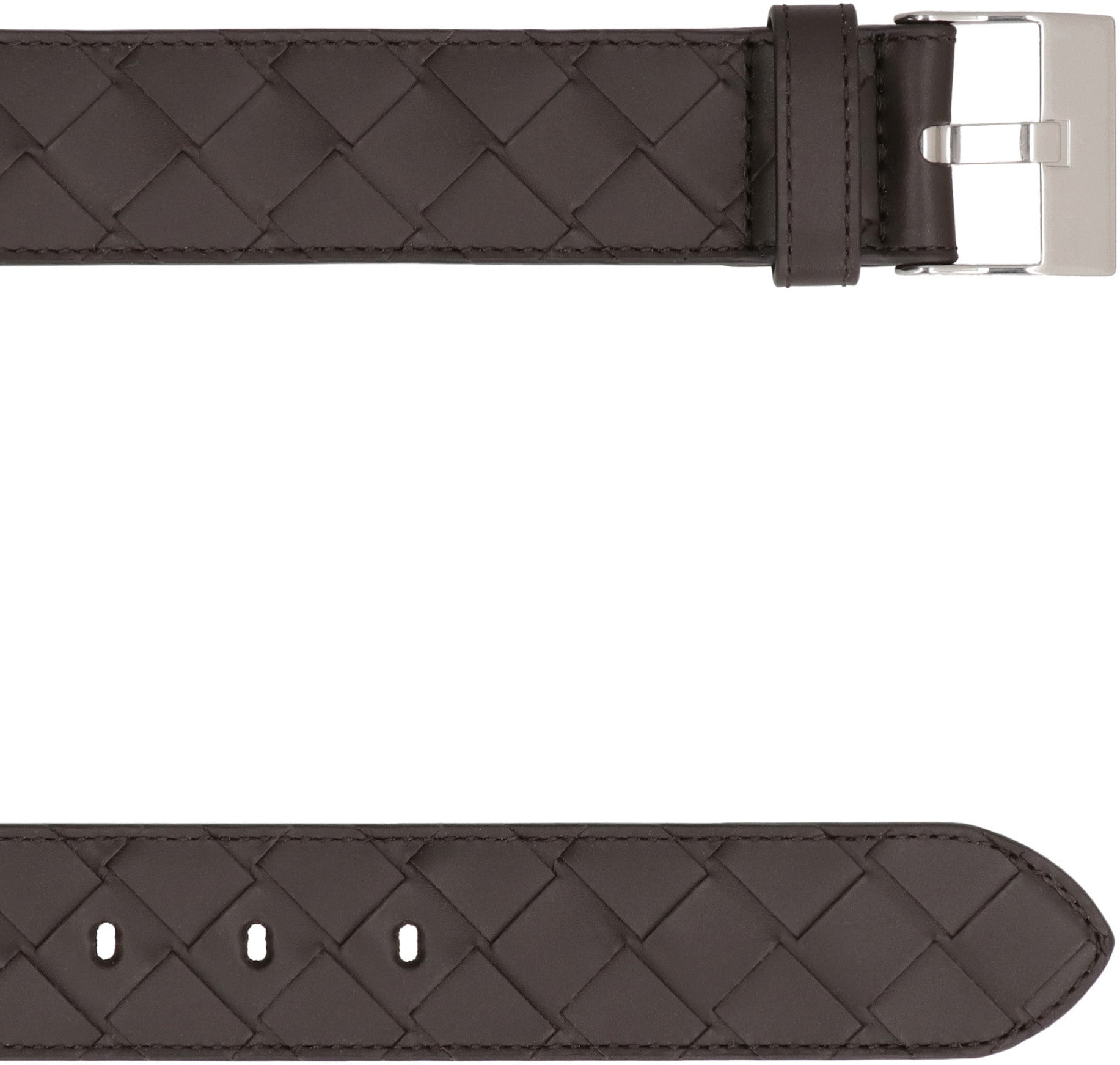 BOTTEGA VENETA Intrecciato Leather Belt with Silver-Tone Buckle (3.5 x 4 cm)