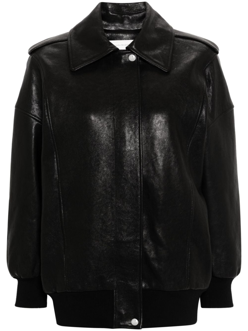 ALEXANDER MCQUEEN Stylish Leather Jacket with Epaulettes for Women
