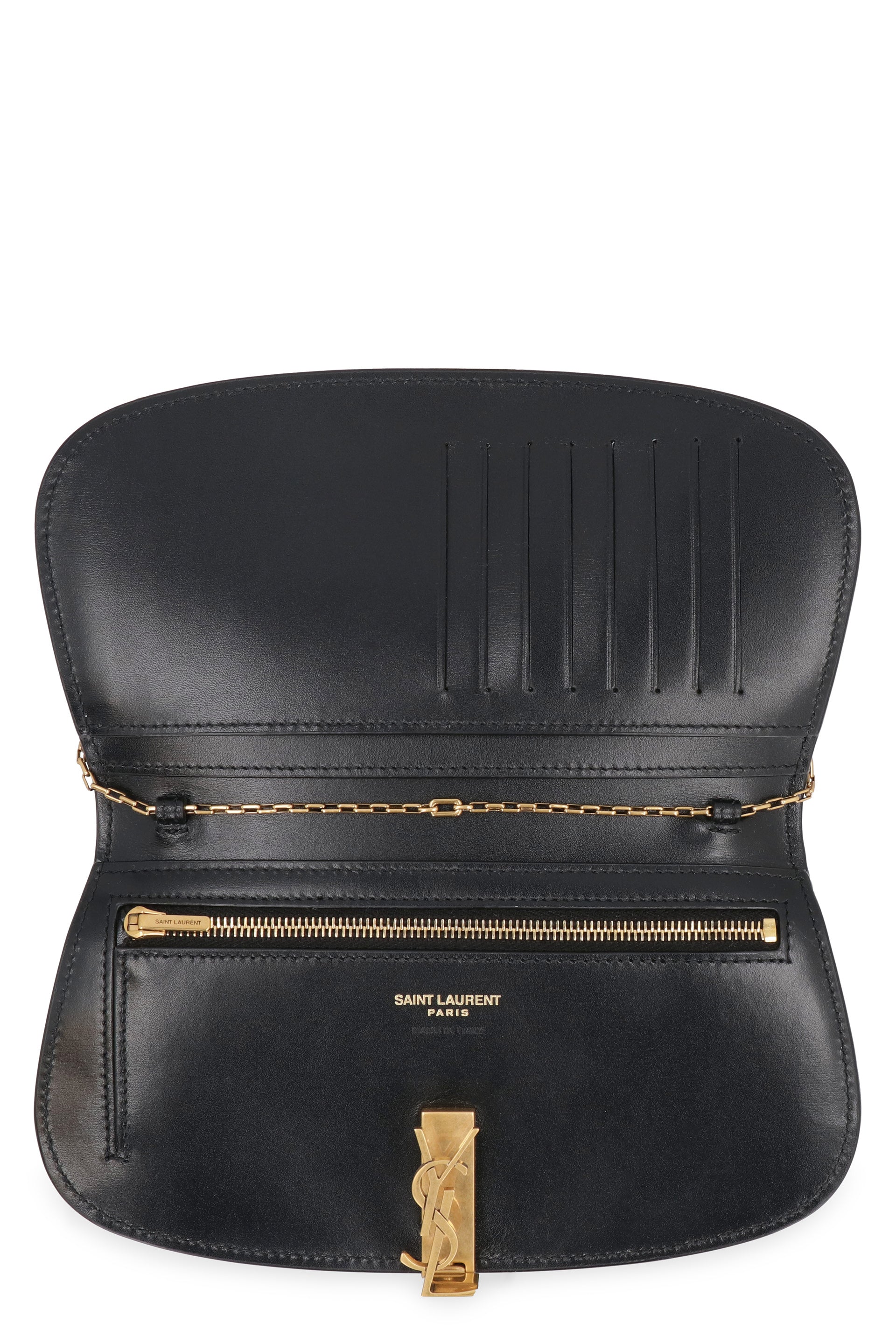 SAINT LAURENT Mini Leather Wallet on Chain