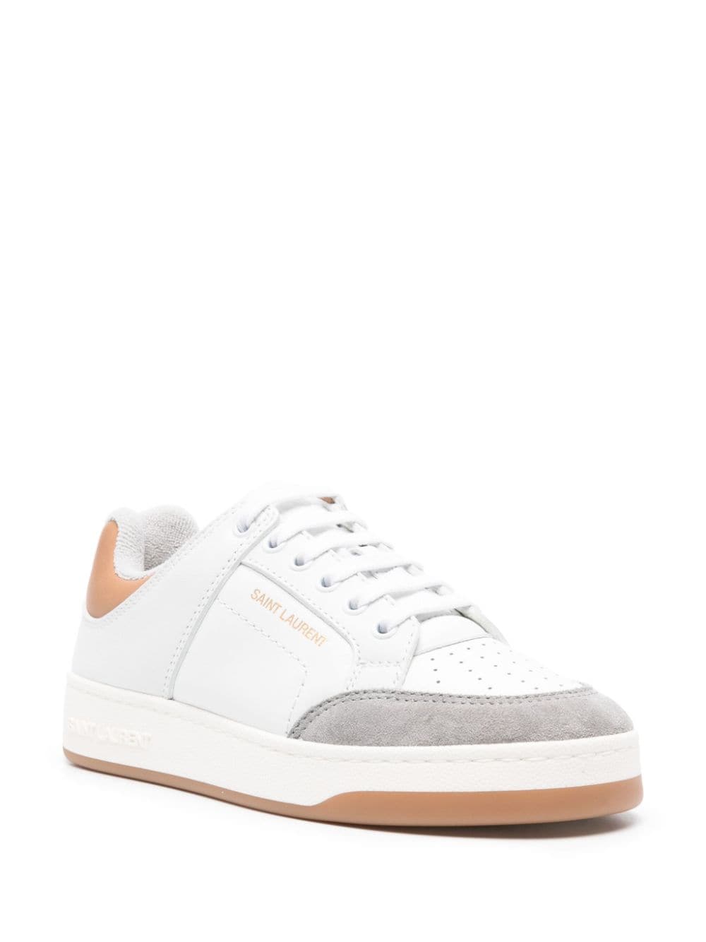 SAINT LAURENT Smooth Grain Leather Flat Sneakers for Women