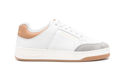 SAINT LAURENT Smooth Grain Leather Flat Sneakers for Women