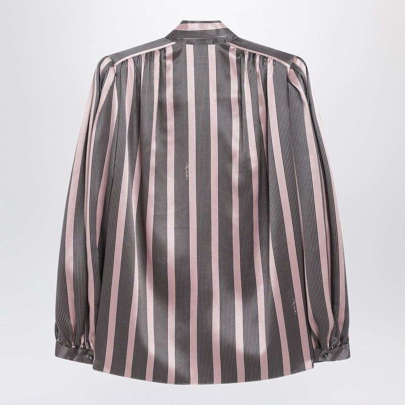 VALENTINO Striped Crepe de Chine Shirt with Neck Tie Scarf for Women