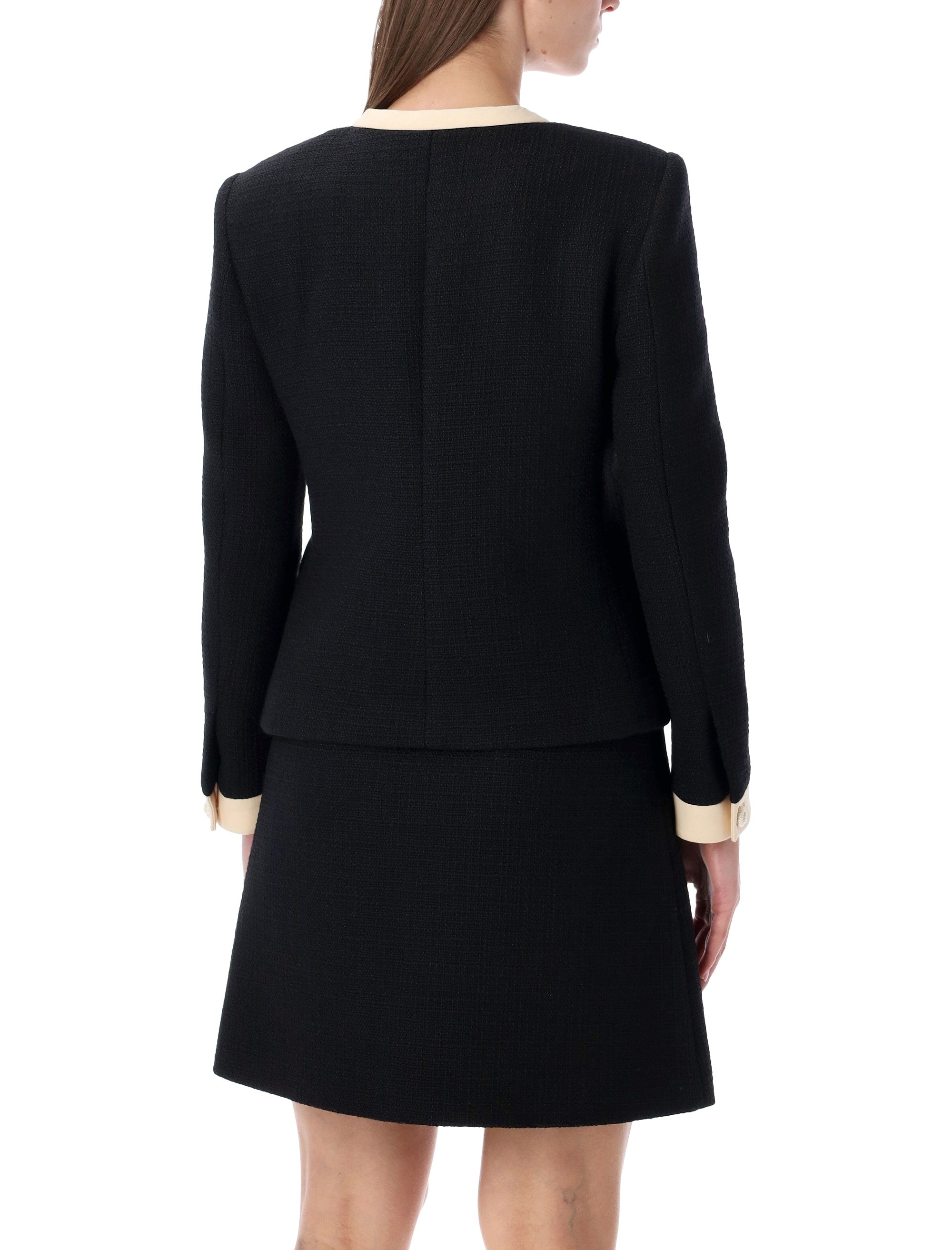 VALENTINO GARAVANI Mini Short Wool Tweed Jacket with Bows